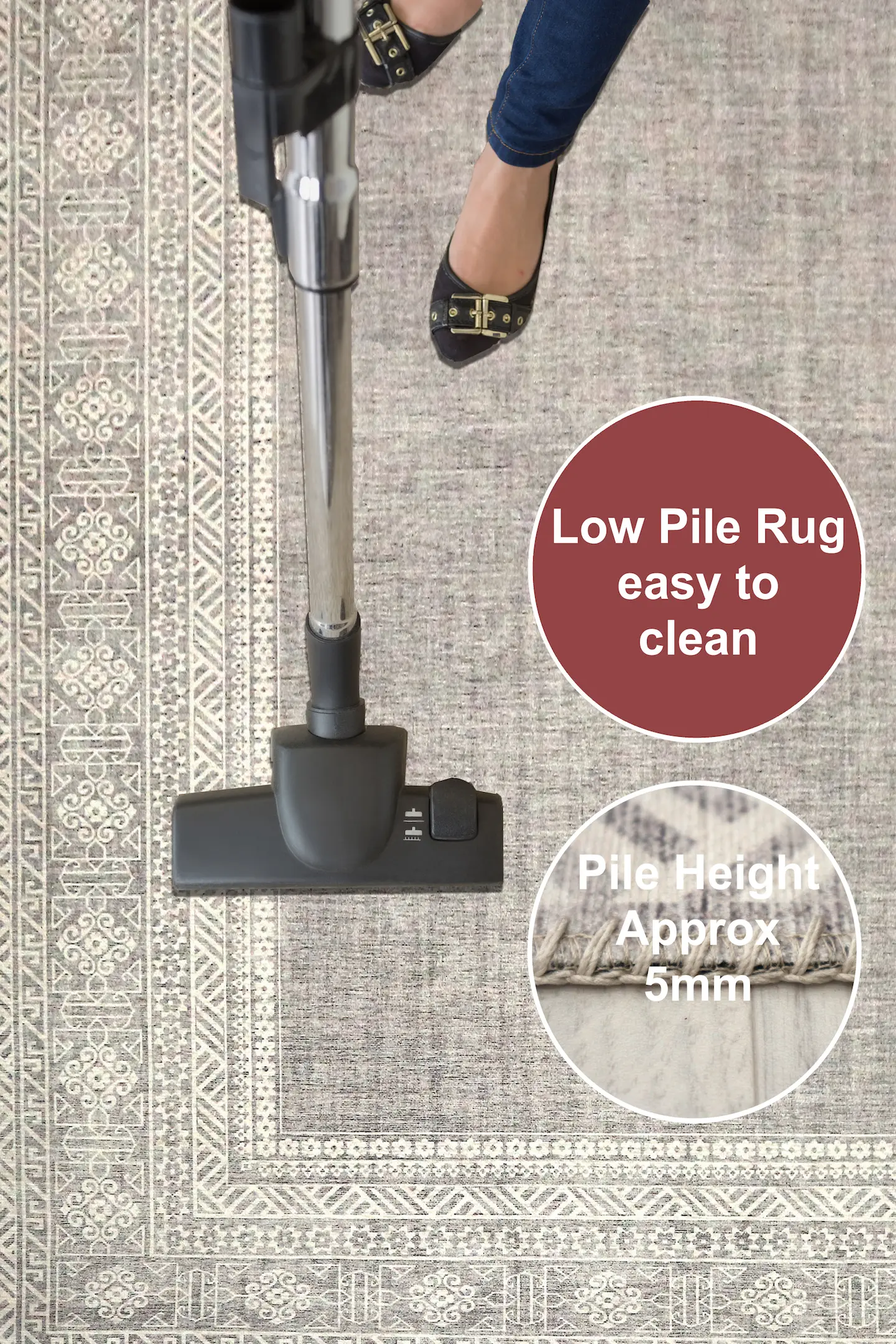 Pippur Printed Rug - Grey - ZDB705