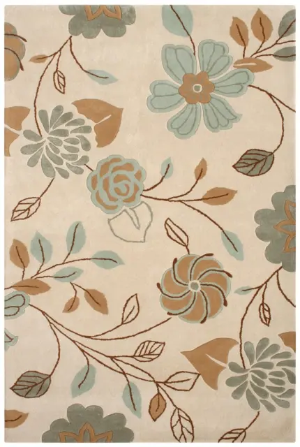 Modern Floral Rug - Muted Tonal Colours - Indian Rug with Contemporary Floral Design