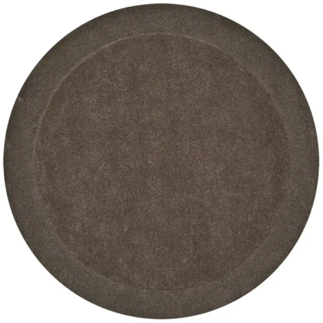 Plain Neutral Wool Rug - Brown - Indian Rug with Carved Border ECB201