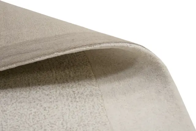 Plain Neutral Wool Rug - Cream - Indian Rug With Carved Border ECB203