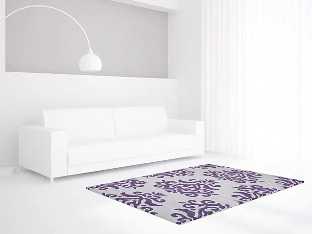 Contemporary Vibrant Rug - Purple & White - Indian rug with Contemporary design ECC005