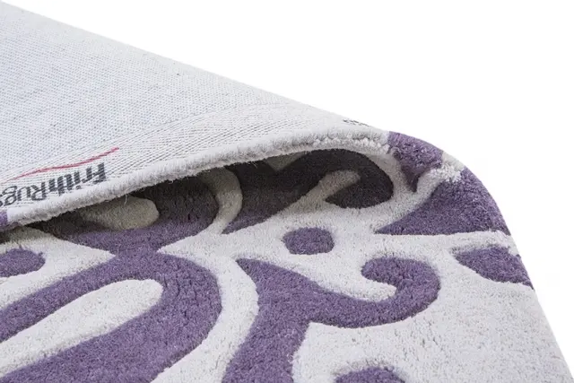 Contemporary Vibrant Rug - Purple & White - Indian rug with Contemporary design ECC005