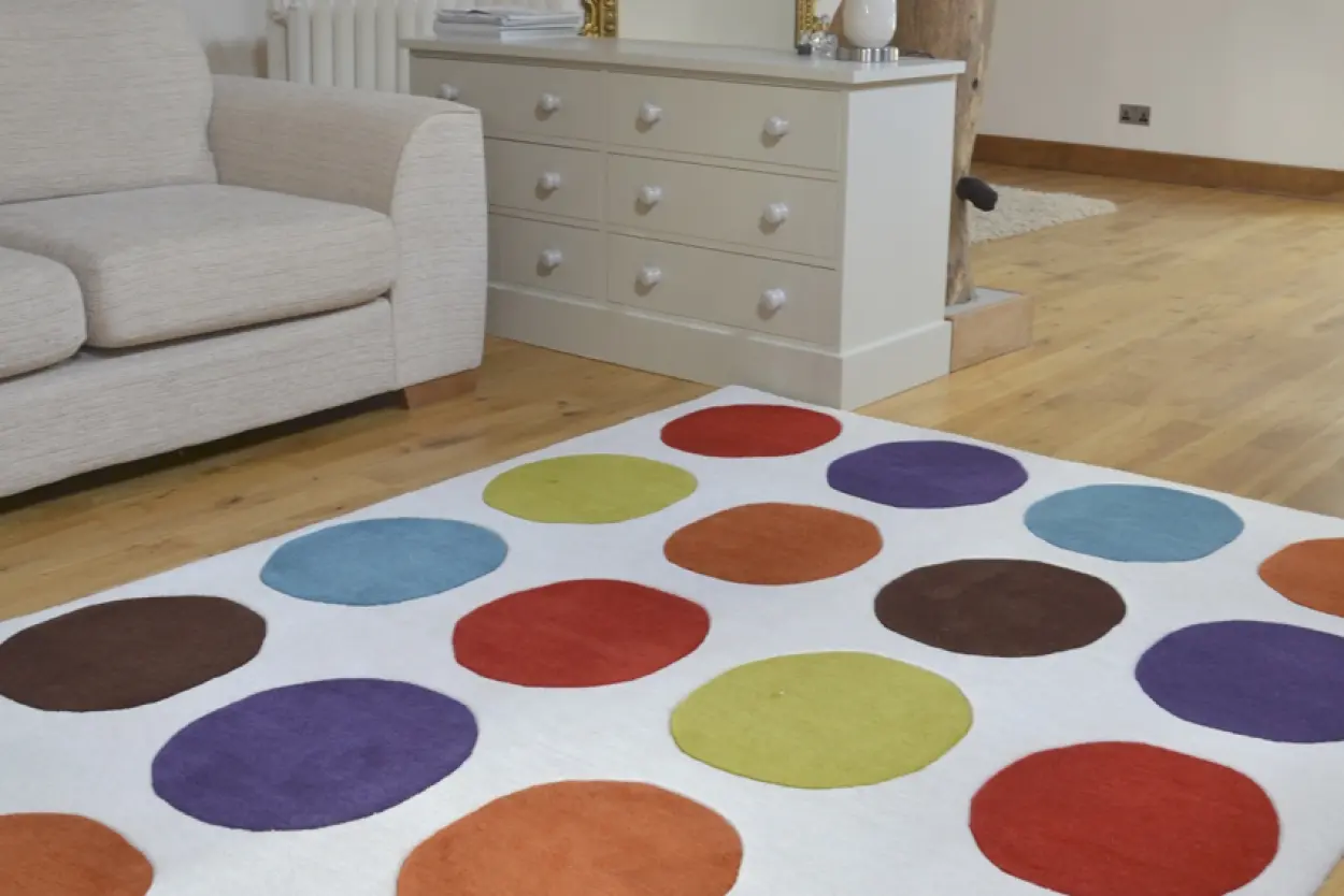 Contemporary Vibrant Rug - Multicoloured - Indian rug with Spot design