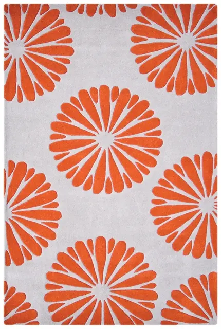 Contemporary Vibrant Rug - Orange & White - Indian rug with Contemporary design