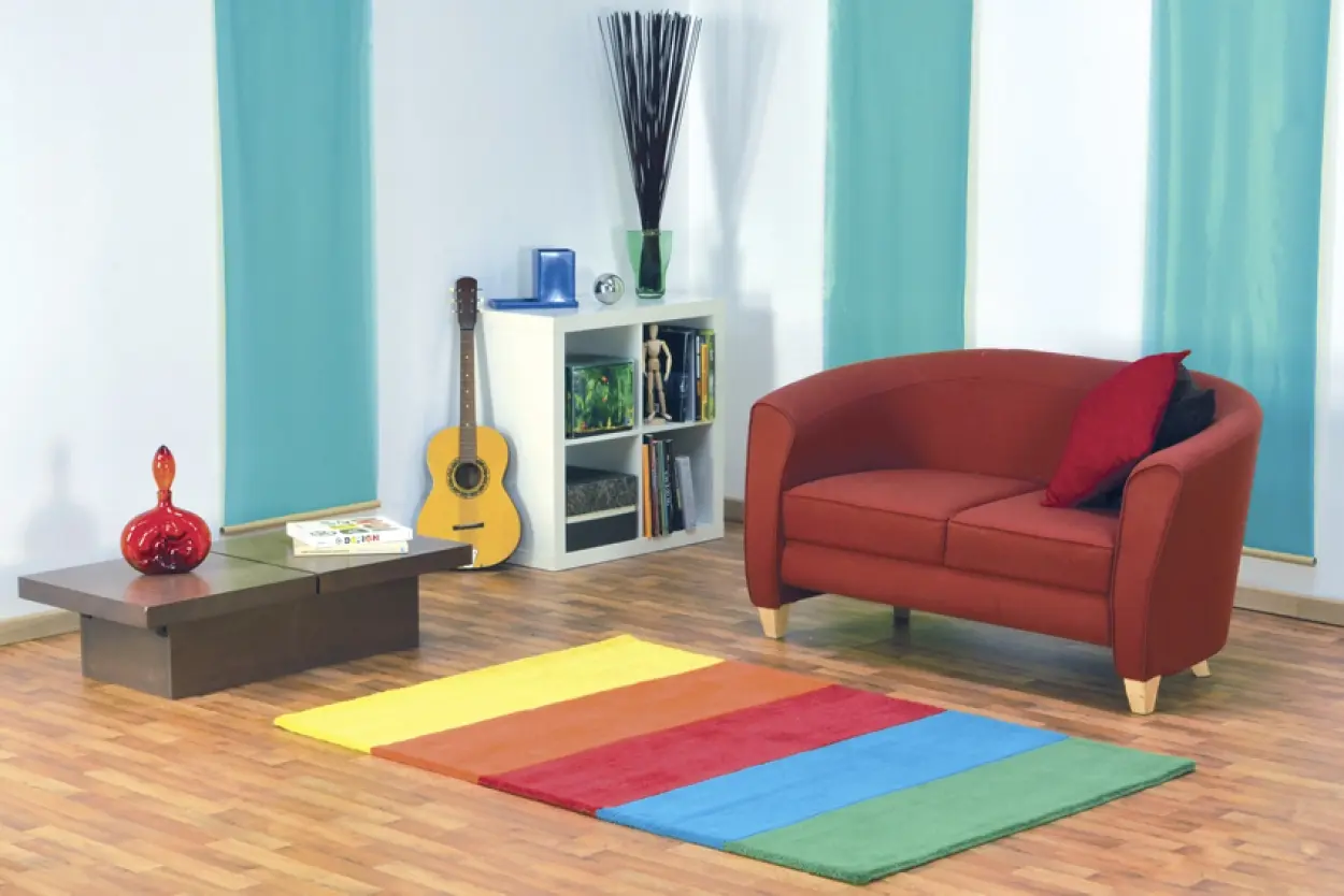 Contemporary Vibrant Rug - Multicoloured - Indian rug with Stripe design