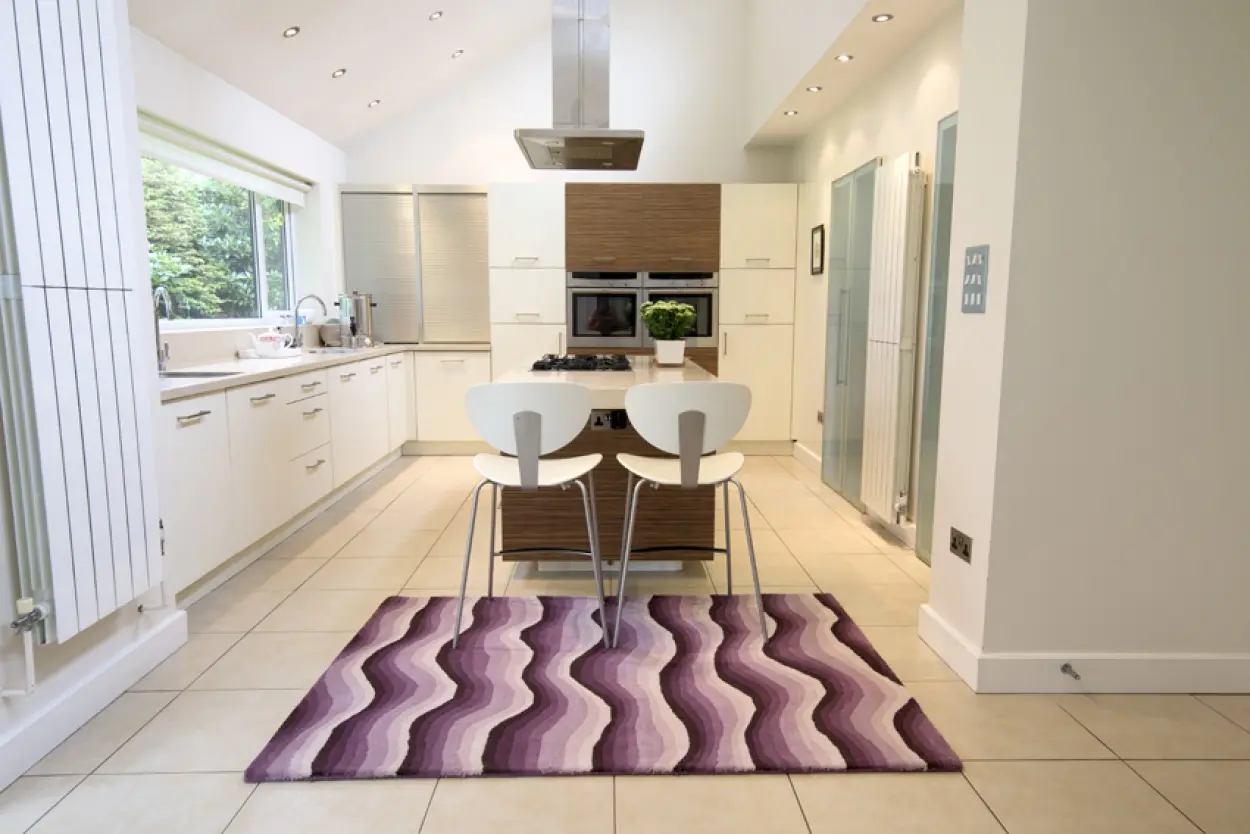Contemporary Vibrant Rug - Purple - Indian rug with Waved design