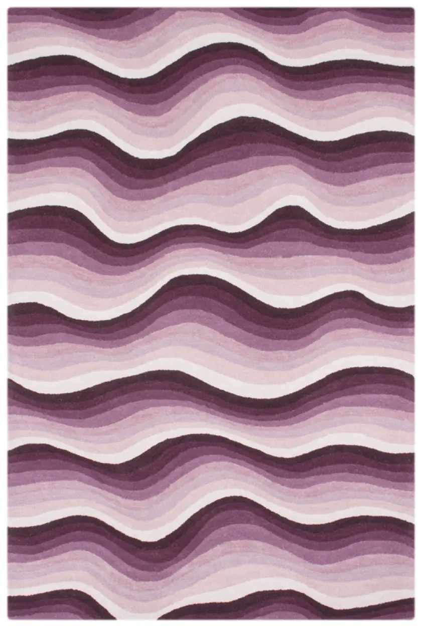 Contemporary Vibrant Rug - Purple - Indian rug with Waved design