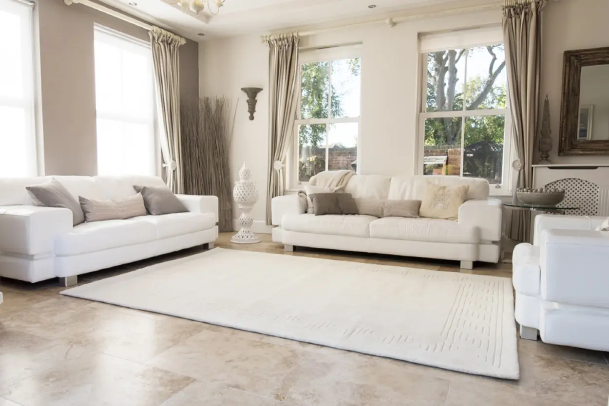 Greek Key Design Rug - Cream - Indian rug with Carved Greek Inspired pattern