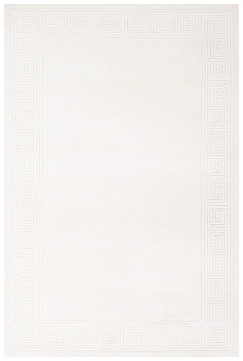 Greek Key Design Rug - Cream - Indian rug with Carved Greek Inspired pattern