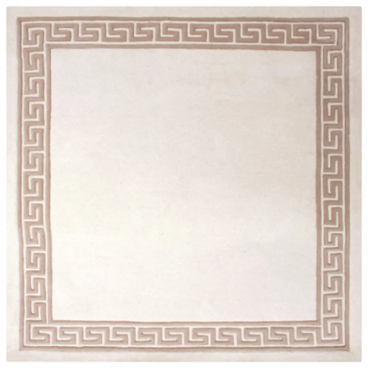 Greek Key Design Rug - Cream & Beige - Indian Rug with Carved Greek Inspired Pattern  ECD002
