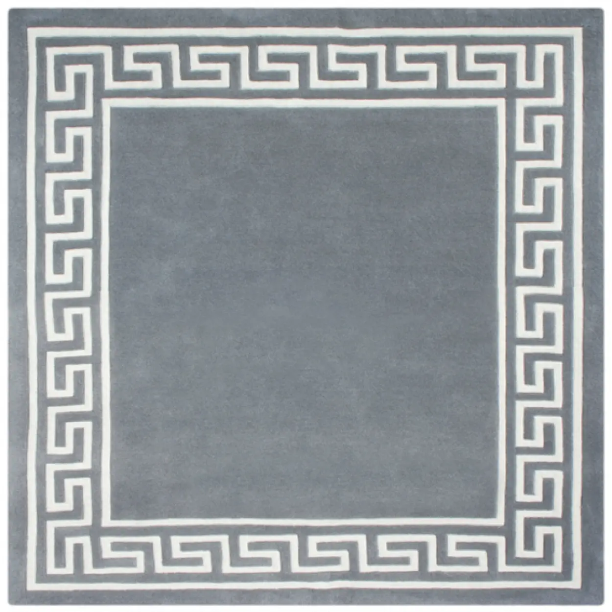 Greek Key Design Rug - Grey - Indian Rug with Carved Greek Inspired Pattern ECD004