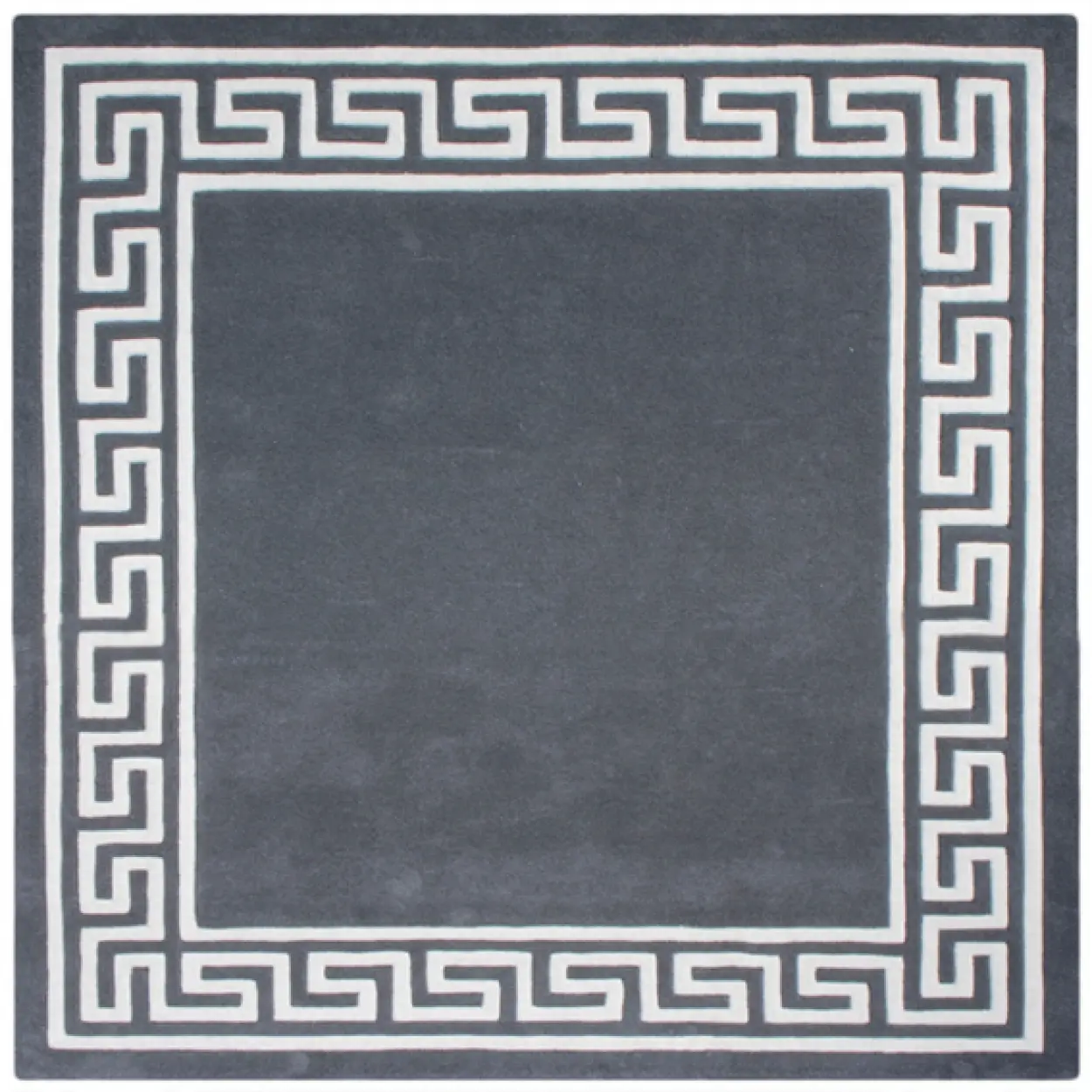 Greek Key Design Rug - Dark Grey - Indian Rug with Carved Greek Inspired Pattern ECD005