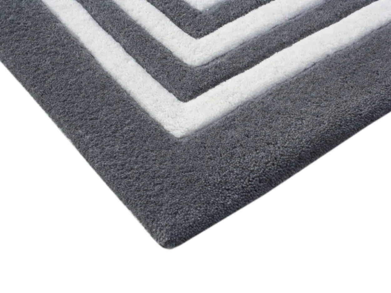 Greek Key Design Rug - Dark Grey - Indian Rug with Carved Greek Inspired Pattern ECD005