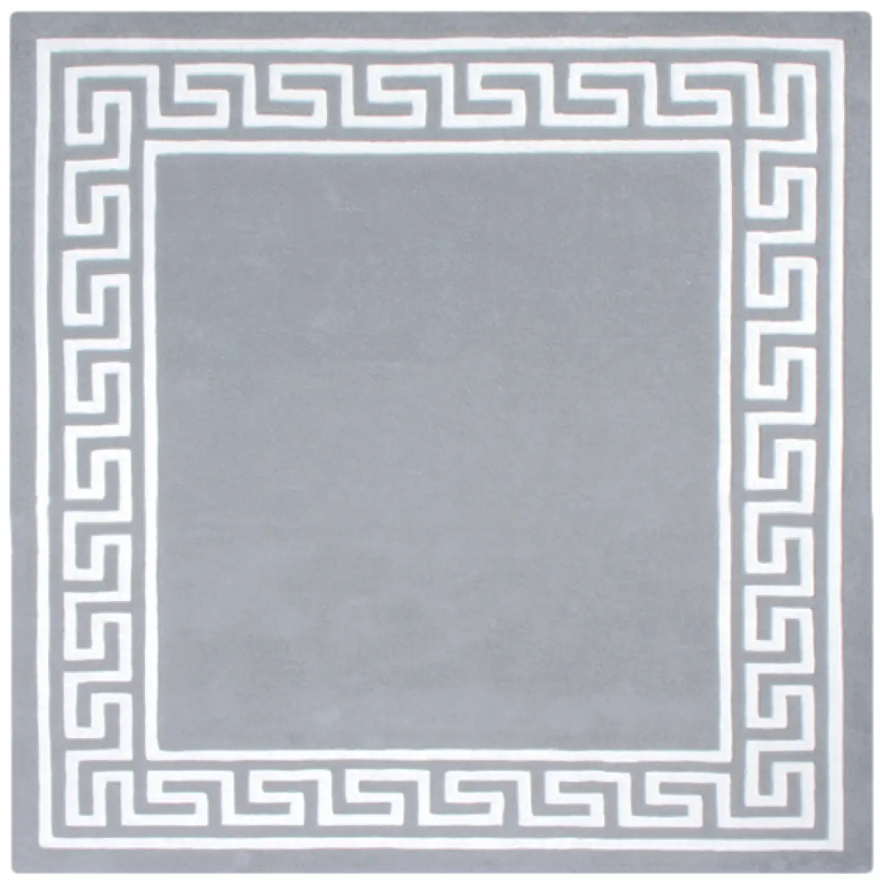 Greek Key Design Rug - Silver - Indian Rug with Carved Greek Inspired Pattern ECD006