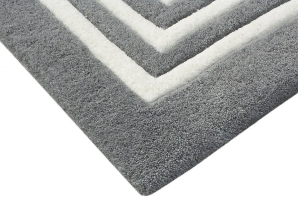 Greek Key Design Rug - Grey - Indian Rug with Carved Greek Inspired Pattern ECD004