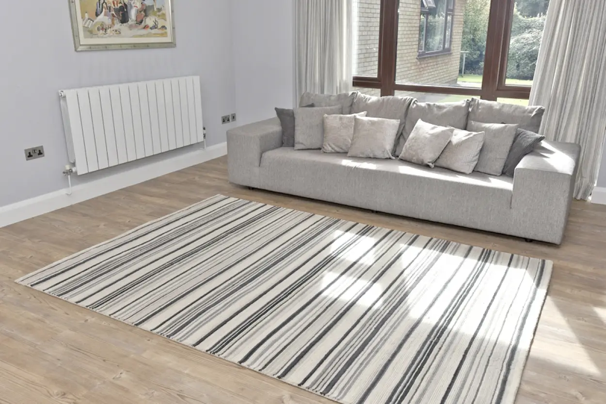 Modern Striped Rug - Neutral - Indian Rug with Striped design