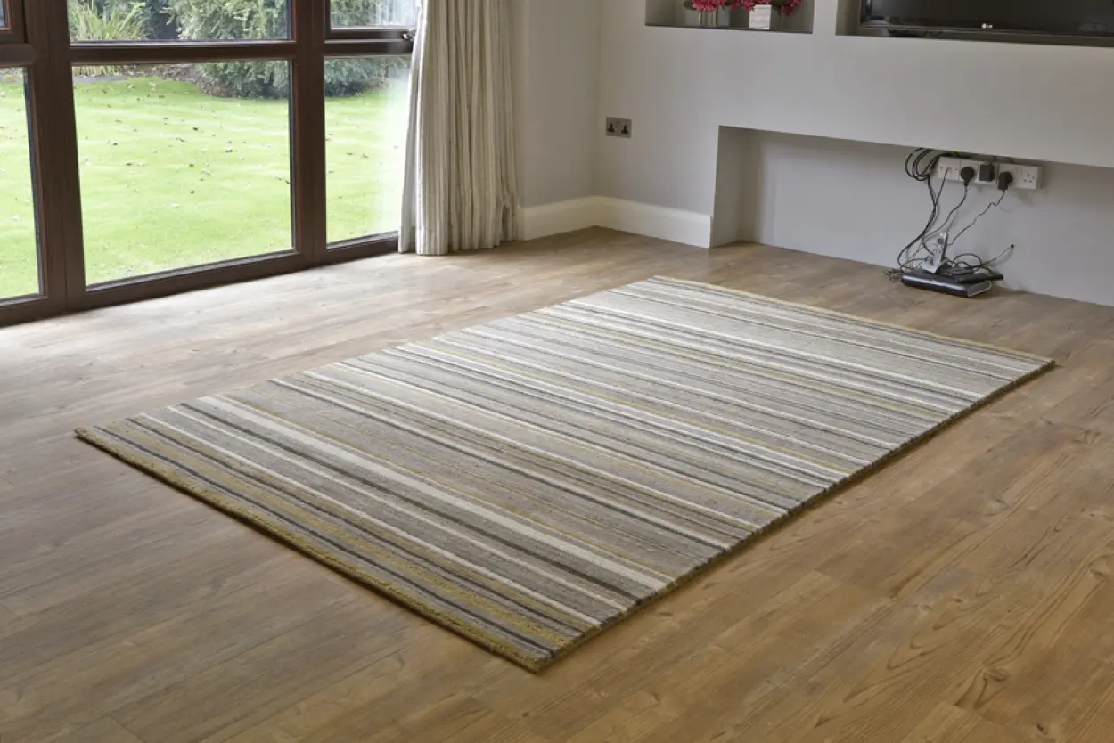 Modern Striped Rug - Neutral - Indian Rug with Striped Design