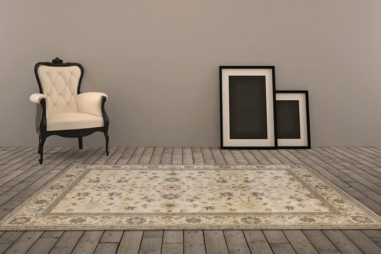 Kashimar woven rug - Cream - Machine woven rug with Traditional design