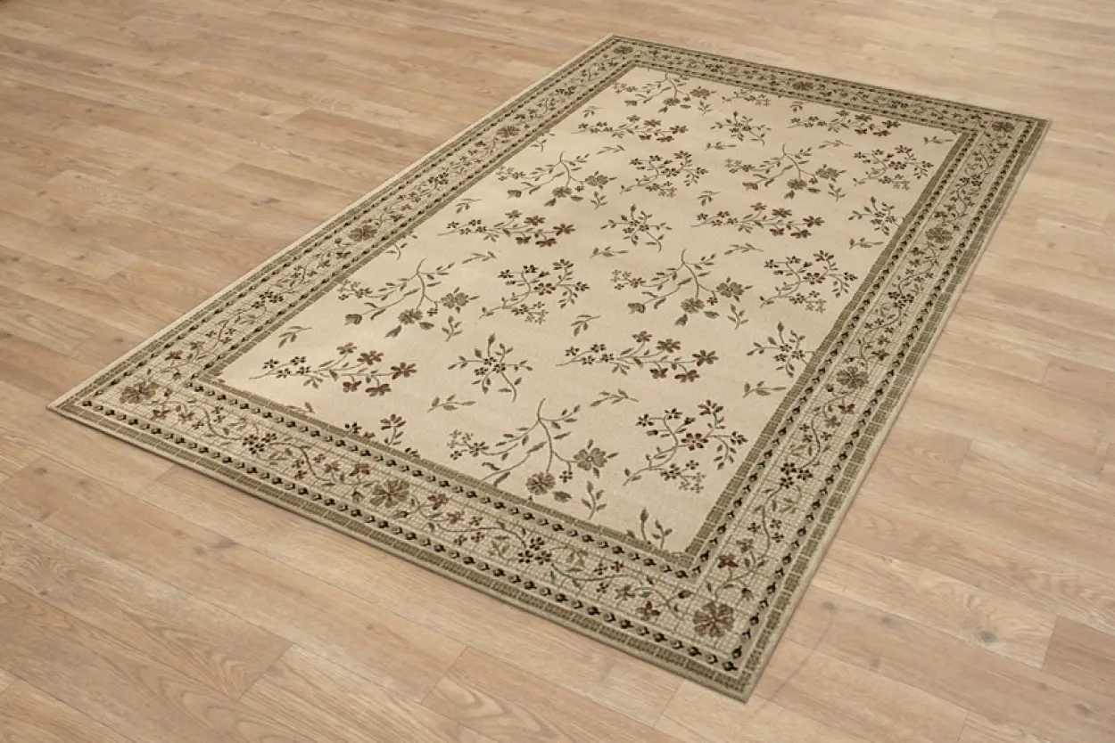 Kashimar woven rug - Cream - Machine woven rug with Traditional design