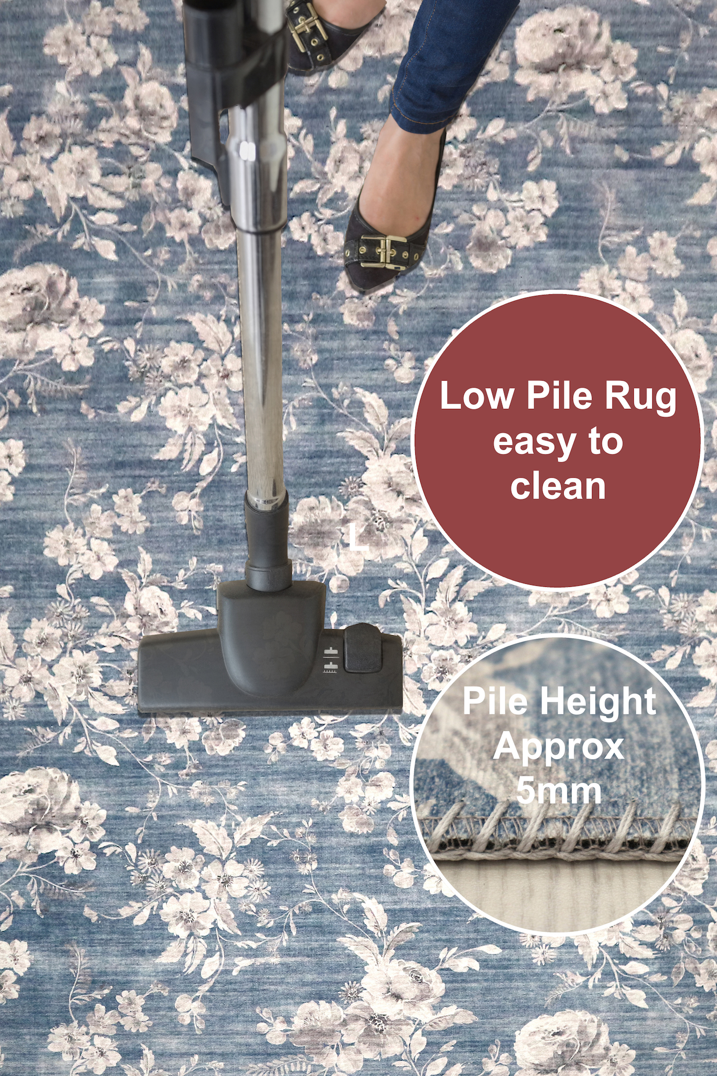 Pippur Printed Rug - Blue - ZDB707
