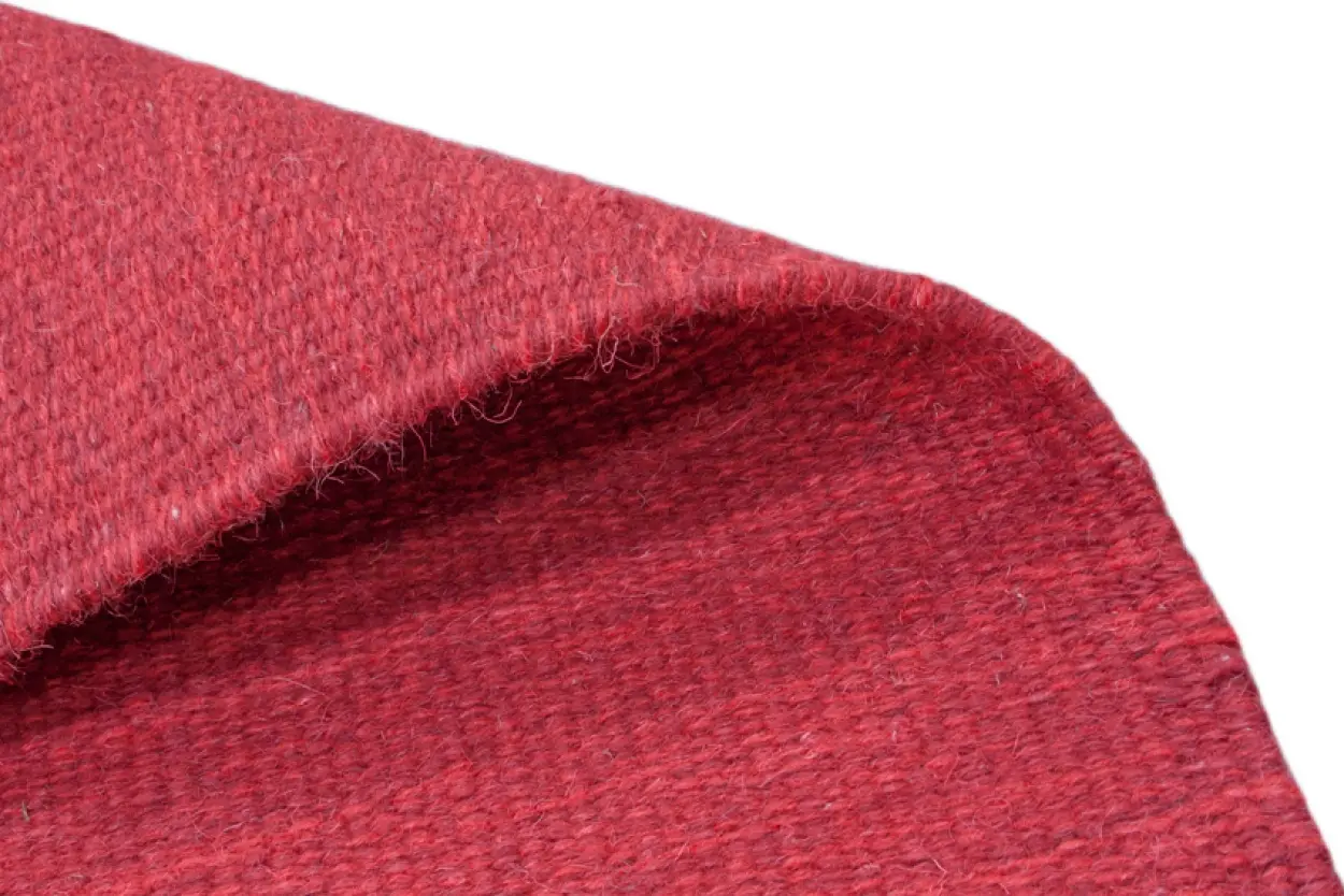 Indian Dhurrie rug - Red - Handmade plain Wool & cotton rug HDU002