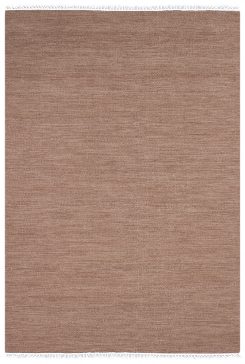 Indian Dhurrie rug - Brown - Handmade plain Wool & cotton rug HDU005