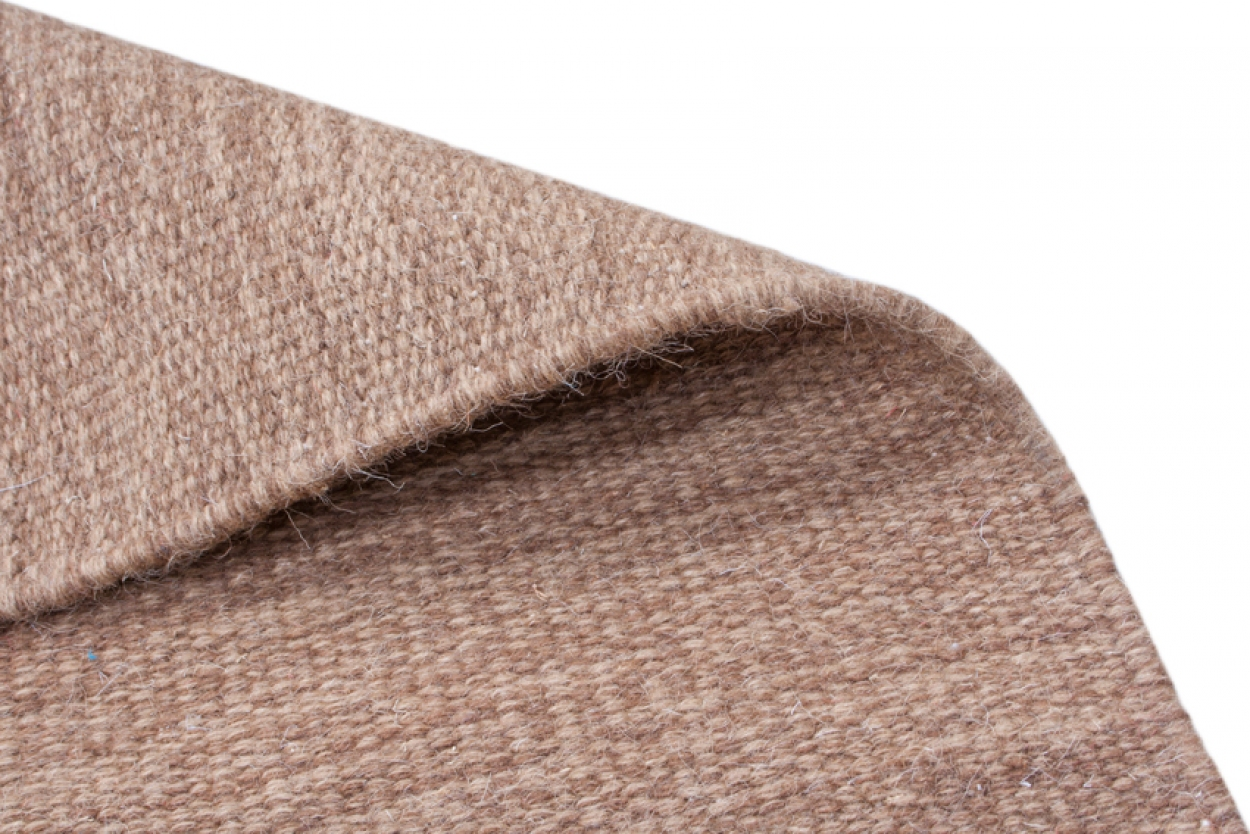Indian Dhurrie rug - Brown - Handmade plain Wool & cotton rug HDU005