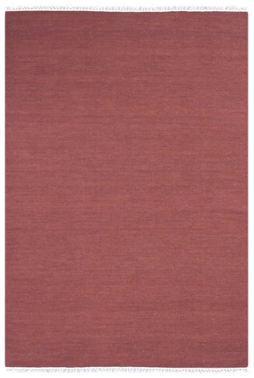 Indian Dhurrie rug - Orange - Handmade plain Wool & cotton rug