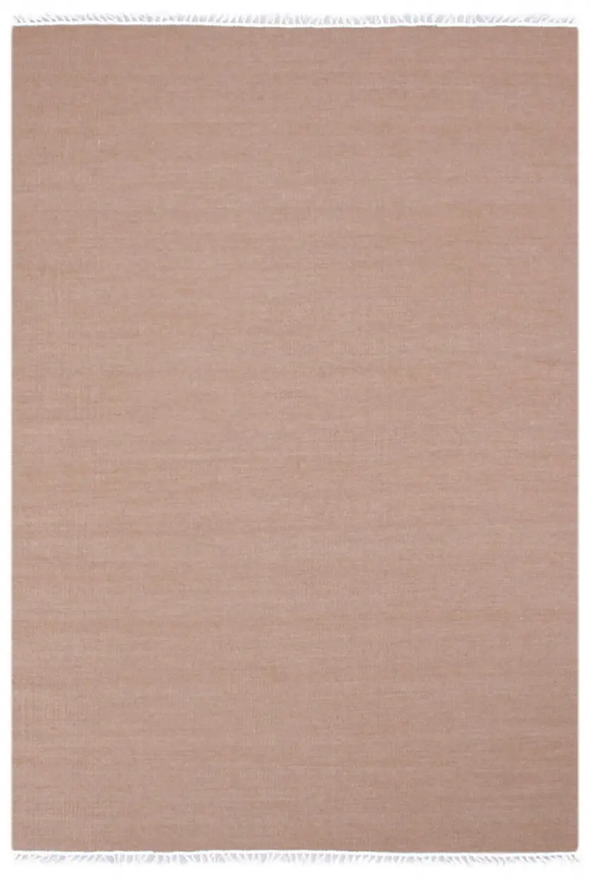 Indian Dhurrie rug - Beige - Handmade plain Wool & cotton rug