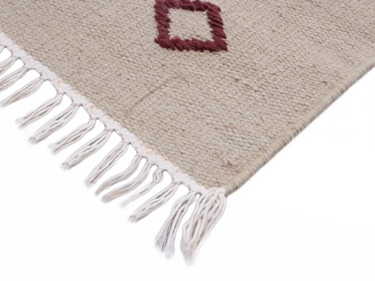 Indian Dhurrie rug - Multicoloured - Handmade Geometric design Wool & cotton rug HDW005
