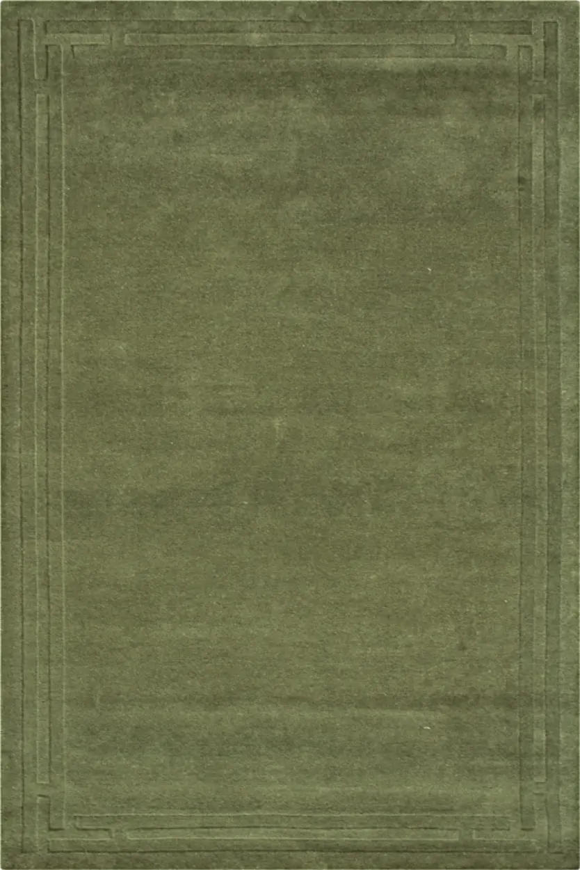 Lippa Plain Carved Rug - Green - Plain 100% wool rug with carved design