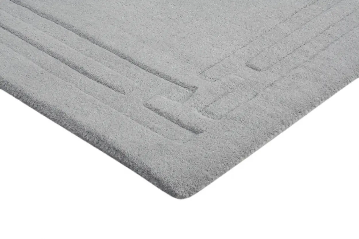 Lippa Plain Carved Rug - Grey - Plain 100% wool rug with carved design HHL012