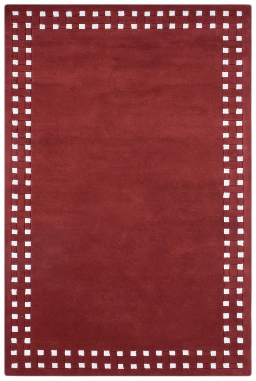 Basket Weave Design rug - Red & White - 100% wool Indian rug