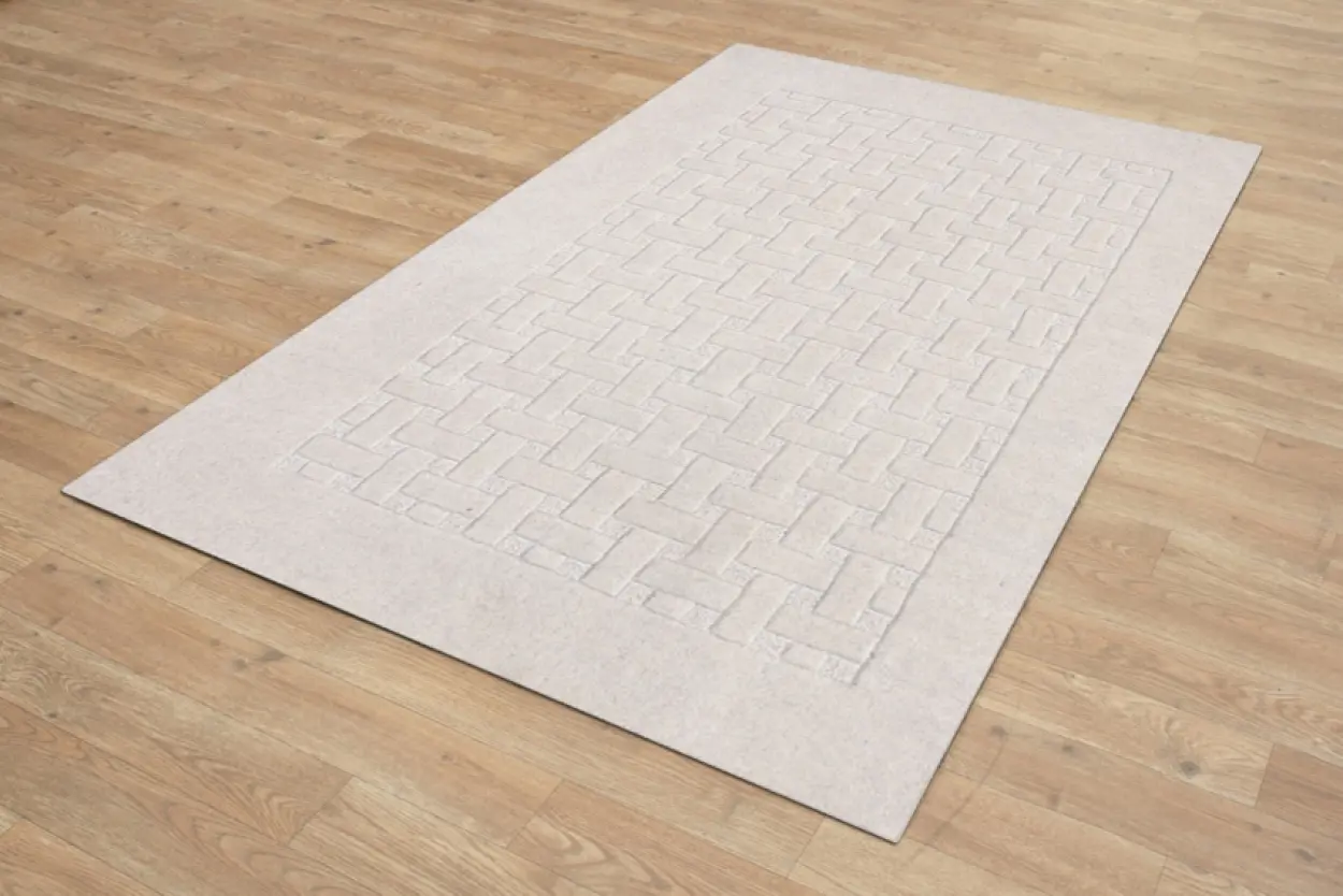 Basket Weave Design rug - Cream - 100% wool Indian rug