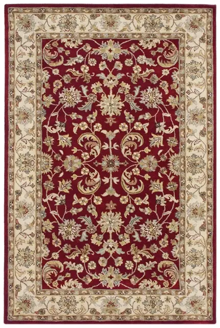 Indo Keshan rug - Red - Handknotted rug with traditional Keshan design