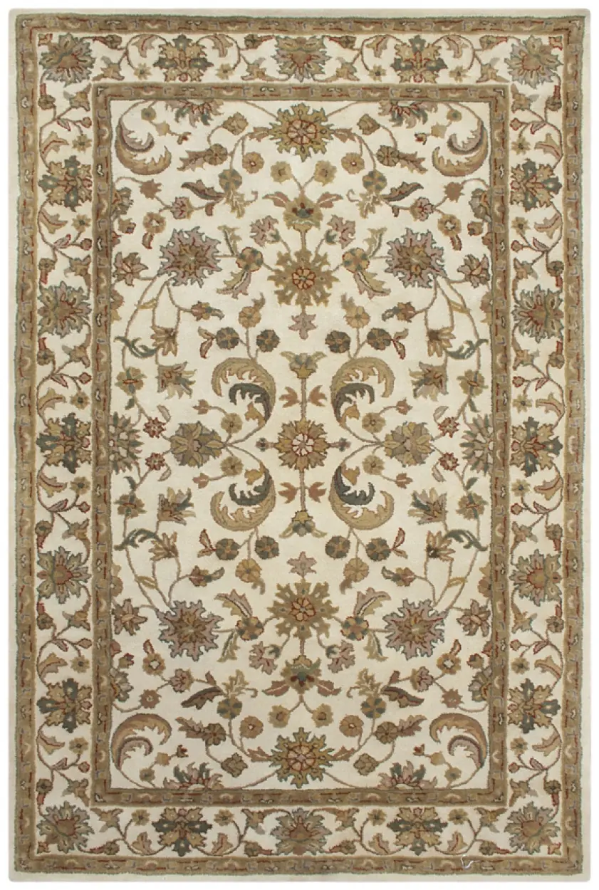 Indo Keshan rug - Cream - Handknotted rug with traditional Keshan design