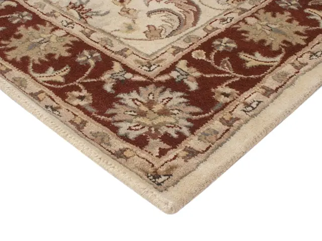 Indo Keshan rug - Cream - Handknotted rug with traditional Keshan design HPZ081