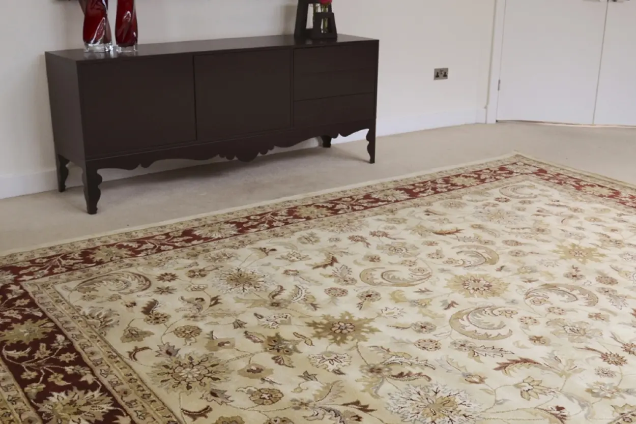 Indo Keshan rug - Cream - Handknotted rug with traditional Keshan design
