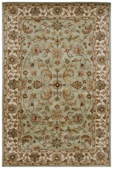 Indo Keshan rug - Green - Handknotted rug with traditional Keshan design