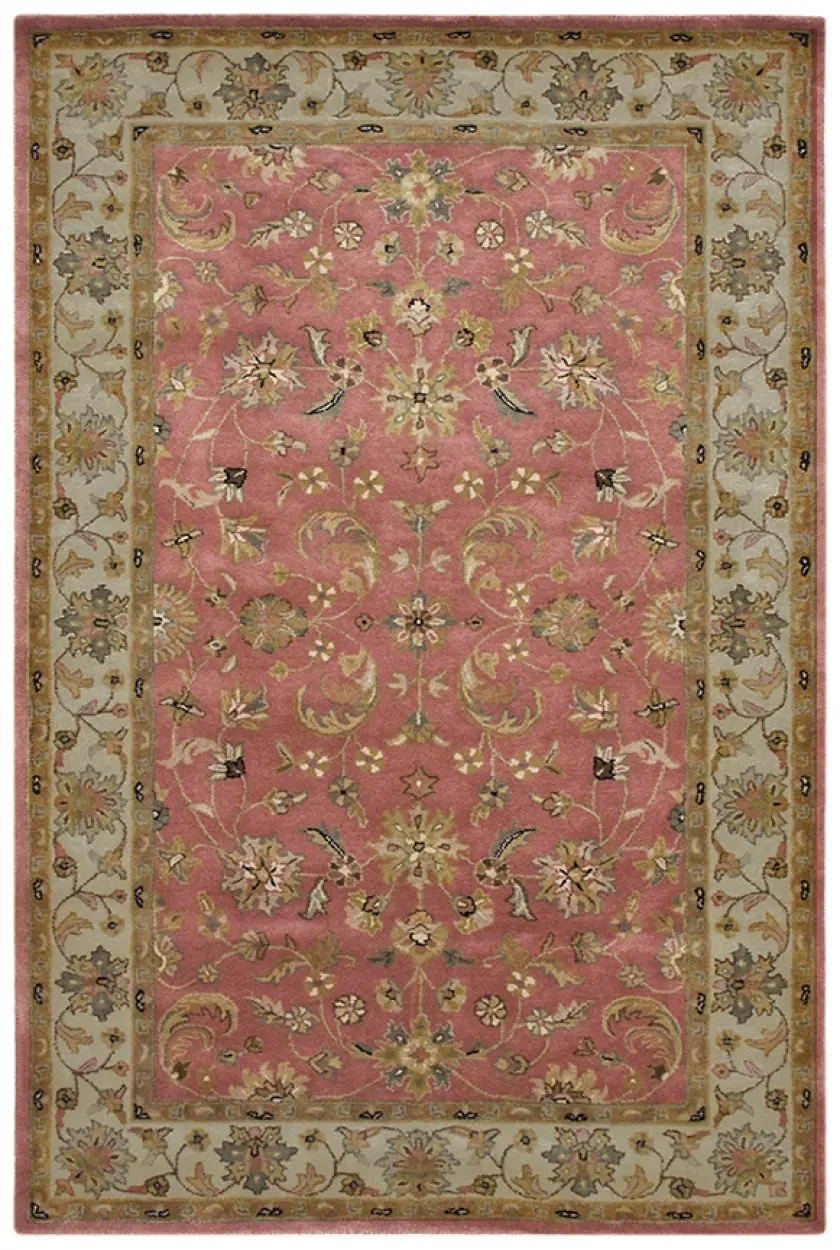 Indo Keshan rug - Pink - Handknotted rug with traditional Keshan design