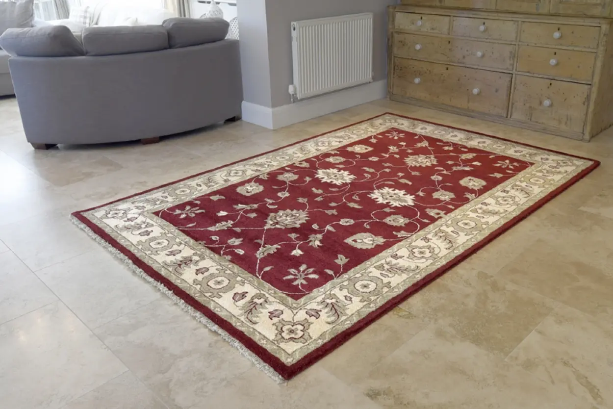 Indian Ziegler rug - Red - Handmade traditional Ziegler design rug