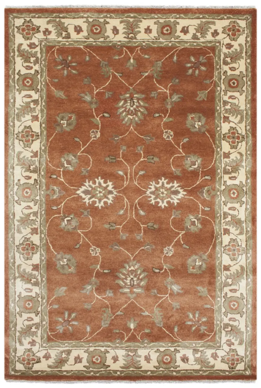 Indian Ziegler rug - Orange - Handmade traditional Ziegler design rug