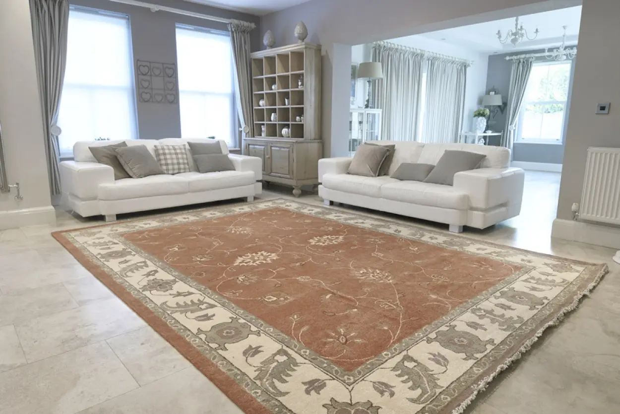 Indian Ziegler rug - Orange - Handmade traditional Ziegler design rug