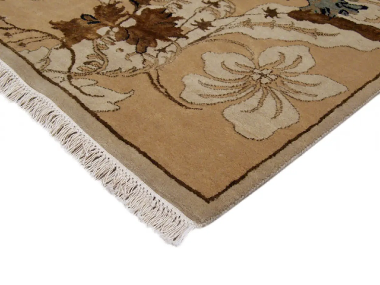 Luxury Indian Jaipur Rug - Gold - Handknotted Silk mix Indian rug IJS007