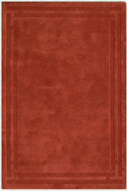 Lippa Plain Carved Rug - Orange - Plain 100% wool rug with carved design
