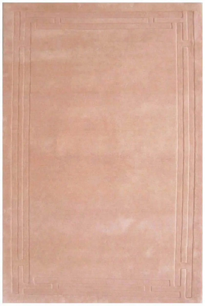 Lippa Plain Carved Rug - Peach - Plain 100% wool rug with carved desig