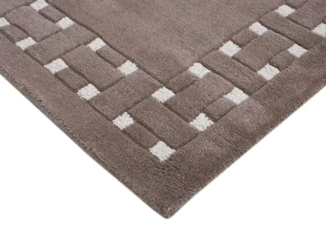 Basket Weave Design rug - Beige & Cream - 100% wool Indian rug HMP303