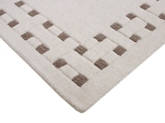 Basket Weave Design rug - Cream & Beige - 100% wool Indian rug HMP304
