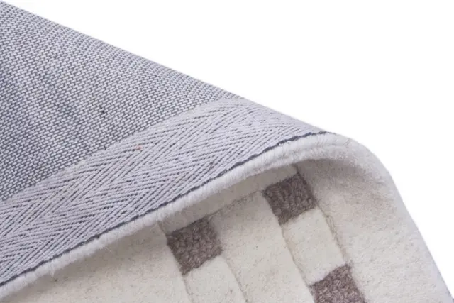 Basket Weave Design rug - Cream & Beige - 100% wool Indian rug HMP304