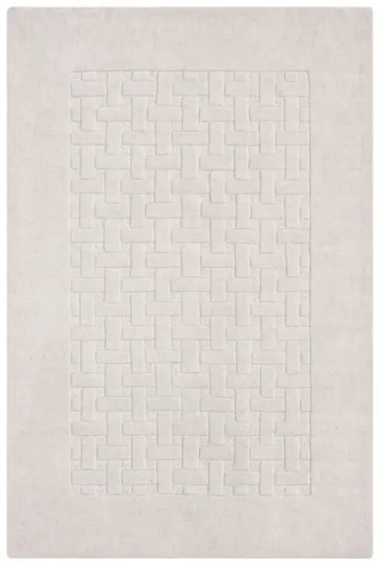 Basket Weave Design rug - Cream - 100% wool Indian rug